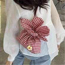 1 pieza Bolsa de cosméticos, nueva bolsa de almacenamiento de cosméticos de moda con diseño a cuadros en colores contrastantes