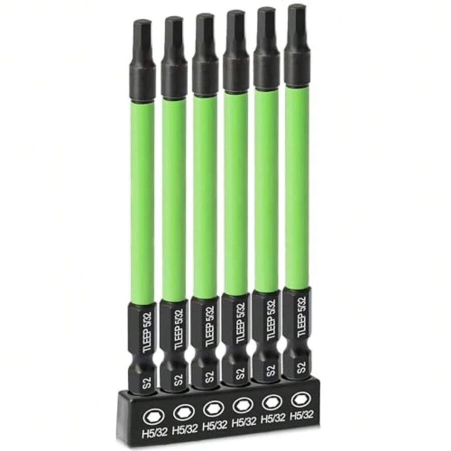 3.5 Long 1/4 Hex  Allen Wrench Drill Bits, SAE 5/32 Impact Driver Bit Set, Magnetic Tips Magnetic Screwdriver Bits Hex Drill Bit Set, S2 Steel - K. 6pcs 5/32" Hex Keys - View 1