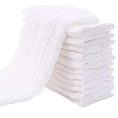 TDHD 10pcs/Pack Newborn Baby Muslin Burp Cloths - Extra Soft Baby Towels - Large 20 Inch X 10 Inch Ultra Absorbent Milk Spit Rags - Unisex - White