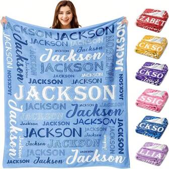 1pc Personalized Fleece Blanket - Customized Text, Soft 100% Polyester, Machine Washable, Comfortable Gift For Christmas, Birthday And Holidays (Multiple Color Options), Personalized Throw Blanket
