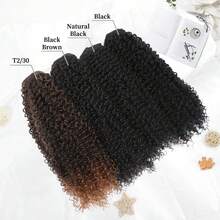 Megito Curly Clip In Hair Extensions,Pink Mango 6 PCS 100% Pure Protein Silk Curly Hair Extensions Clip Ins For Women Kinky Hair Soft Natural Durable Light Long Lifespan - 黑色 - 查看 7