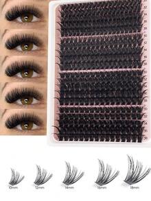 Fluffy Lash Clusters 60D+80D+100D/60D+80D+100D+120D/40D+60D+80D/80D/200D Individual Eyelash Thick Cluster Eyelash Extensions D Curl Lashes Clusters 295Pcs/300Pcs/320Pcs/280Pcs/168Pcs/60Pcs Individual Lashes 9-18MM Wispy Cluster Lashes - D - View 8