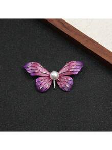 Broche de mariposa de esmalte degradado de lujo, broche elegante vintage con decoración de cristal de rinoceronte chapado en oro de aleación para mochila escolar