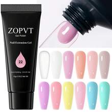 15克 ZOPVT 美甲延长胶，颜色有透明、白色、粉色、裸色、蓝色、绿色，易于使用的美甲沙龙设计用品 - 彩色 - 查看 1