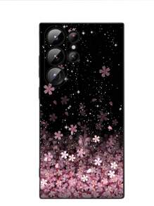 1pc Starry Flower Pattern Anti-Drop Anti-Slip Black Phone Case Compatible With Galaxy A04e/A05s/A13/A14/A15/A34/A35/A50/A52/A53/A54/S21/S22/S23/S24/S25/S25Ultra Waterproof Shockproof Scratch Resistant