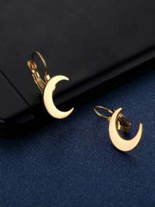 2pcs Simple Gold Smooth Crescent Earrings Creative Personalized Female Gift