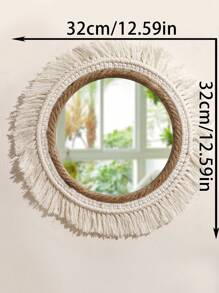 1pc Handwoven Boho Wall Mirror, Macrame Hanging Wall Mirror, Wall Decor, Boho Wall Decor, Design From Artisans, Premium Quality Wall Decor, Boho Acrylic Mirror For Room Decor, Living Room, Nursery Bedroom Decor Home Decor
