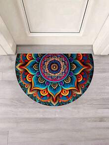 1 Stück bunter, boho-artiger Mandala Eingangsmatte - waschbar, leicht und langanhaltend aus Polyester, farbenfroher Halbkreis-Entwurf, geeignet für Innen- und Außenbereich, Eingangsmatte | Boho-Stil Matte | Waschbare Matte, Waschbarer Teppich, Heimdekoration - Verschiedenfarbig - Übersicht 14