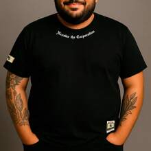 Nexstar Plus Size Printed T-Shirt Cotton Comfortable Design - Black - View 2