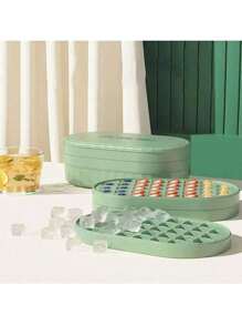 1 Set Fashion Ice Cube PP Mold With Ice Scoop & Storage Box, Quick Freezing Ice Tray, Suitable For Cold Drinks, Commercial Grade Summer Necessity, Easy To Freeze And Use, Easy To Clean, Kitchen Gadget, Applicable For Outdoor, Camping