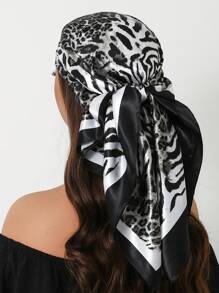 1pc 35.4 Inch Square Scarf, Fashion Printed 90cm Scarf Shawl Neckerchief Luxury Silk Feeling For Women, All Season