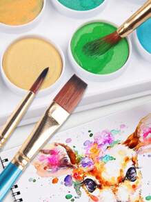 10er-Set Nylon-Acrylpinsel mit Aquarell-, Gouache-, Acryl- und Liner-Pinseln; inklusive faltbarem blauem Eimer-förmigem Trageset mit Fächern zum Waschen, Schulstart, Schulbedarf