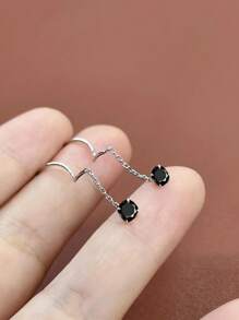 1 par de brincos de borla em prata esterlina S925, brincos femininos simples e elegantes com zircônia cúbica ondulada para uso diário, presente luxuoso