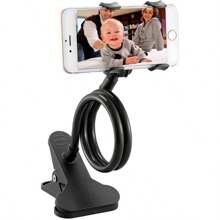 ITART Plastic Flexible Long Arms Gooseneck Clip Clamp Stand Universal Cell Phone Holder Black