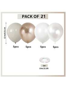 21Pcs Beige White Sand Metallic Gold Pearl White Balloons For Women Birthday Boho Wedding Engagement Party Decorations