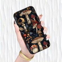 Mushroom Pattern Phone Case, Anti-Drop Cellphone Protective Case, Total Protective Shockproof Mobile Phone Cover For IPhone 11 12 13 14 15 16 Pro Max - 黑色 - 查看 2