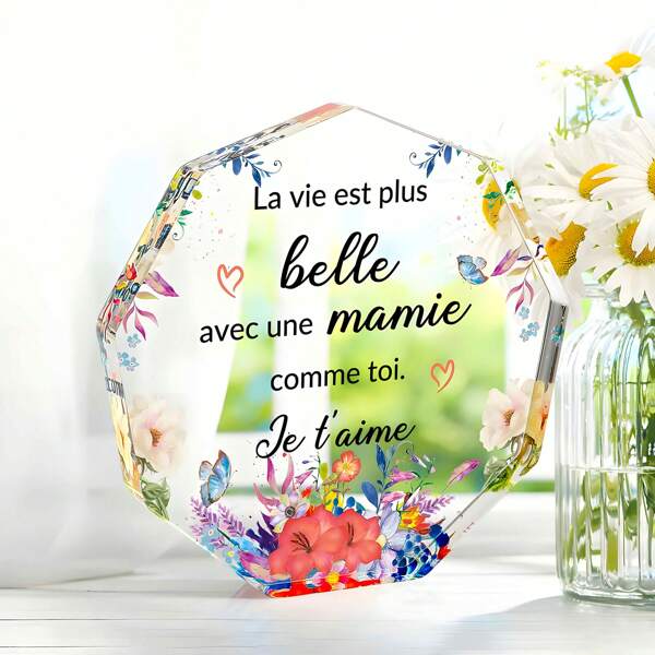1 pièce Cadeau pour maman Cadeau original de la Fête des Mères Objet décoratif en acrylique sentimental Anniversaire Épouse Belle-mère Noël Décoration maison et bureau
