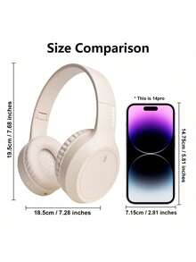 Gerripuer M2 Foldable Extendable Wireless Bluetooth Headphones, USB-C Charge, Dual Mic, Suitable For Phone, Gaming, Online Classes, Beige & Khaki Color, Affordable Gift For Valentine/New Year - Apricot - View 4