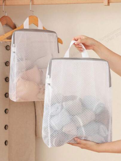 1pc Sock Storage Hanging Bag Wardrobe Underwear Underwear Storage Artifact Student Dormitory Bedside Wall Hanging Net Pocket Storage Bag