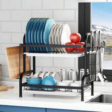 Stainless Steel Dish Drainer With Dish Rack And Modular Cutlery Holder, Black - màu đen - Xem 3
