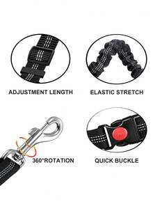 1pc Multipurpose Pet Car Seat Belt, Provides 2-In-1 Protection For Pets, Can Also Be Used As A Leash, Adjustable Length, Elastic Cord Prevents Sudden Impact, Outdoor Dog Leash