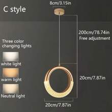 Lampada a sospensione moderna a forma di mezzaluna LED dorata, paralume ellittico in acrilico, temperatura di colore regolabile da 3000K a 6000K, luce a soffitto LED dimmerabile, adatta per isola della cucina, sala da pranzo, camera da letto - Luce a sospensione circolare con cavo regolabile