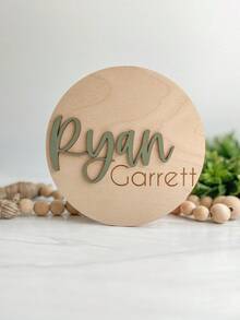 Announcement Sign With Birth Stats | Matching Name Plate | Wood Sign For Name Reveal | Personalized Name Sign | Sign For Hospital,Graphic Print - Baby Name Tags - View 9
