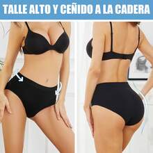 6 pcs  Calzones de Cintura Alta Mujer Algodon Elásticas Pantaletas Bragas Calzoncillos De Algodón De  Para Mujer, Pantaletas Confort De Sin Costura, Bragas De Cintura Alta, Transpirable Bragas de mujer Con Tensa El Abdomen Y Levanta Los Glúteos - Multicolor - Ver 6