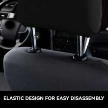 2pcs Black Leopard Print Car Headrest Covers, Universal Fit