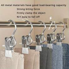 10pcs Premium Stainless Steel Clothes Clips, Adjustable Metal Pants Hanger With Clips, Laundry Clothes Hangers With Hooks, Portable Hanging Clothes Clip Decorations For Costumes, Festival, Pants And Skirt (Minor Cracking Of Resin Coating Is Normal)