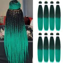 Ombre Pre Stretched Braiding Hair 30 Inch 8 Packs Synthetic Crochet Braids Hot Water Setting Professional Soft Texture Synthetic Hair Extensions 30 Inch 1B 27 - 1B/綠色(黑色至綠色漸層) - 查看 1