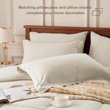 Newspin Queen Bed In A Bag 8 Pieces Comforter Set, Black All Season Bed Set, Queen Bedding Sets With Comforter And Sheets, Pillow Shams, Flat Sheet, Fitted Sheet, Pillowcases And Bed Skirt - 米色-方形 - 查看 3