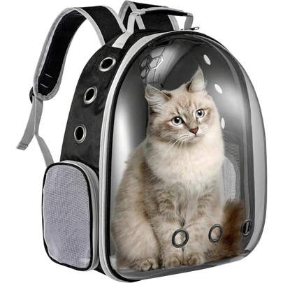 yorking Transparent Cat Carrier Backpack With Space Capsule Dome – Hard-Shell Pet Travel Backpack With Breathable Mesh, Padded Straps & Clear Window For Cats And Small Dogs – Ideal For Hiking, Vet Visits & Outdoor Adventures(Black)