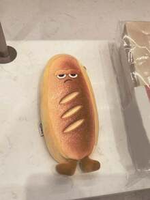 1pc Plush Bread Shaped Cartoon Pencil Case, Cute Soft Toast Style Emotional Stationery Bag, Interesting Creative Zipper Durable Pencil Pouch Office Supplies Kids Pencil Bag, Large Capacity Student Unique Stationery Box Pencil Case Baguette Pencil Bag School Supplies - Multicolor - View 16