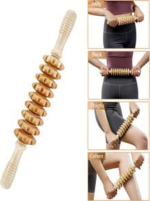1 pieza Rodillo de masaje tradicional chino de madera manual, rodillo de engranajes para terapia de meridianos, deportes, ejercicios de yoga/pilates, herramienta de masaje de Body completo para hombros, cuello, espalda, abdomen para hombres y mujeres, gimnasio