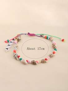 Customizable Bohemian Beach Style Natural Shell & Bead Braided Bracelet, Adjustable Size, Customizable Names, Phrases, Dates - Great Gift For Birthday, Anniversary, Valentine"S Day For Boyfriend/Girlfriend