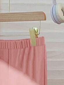 2 件套女童少女两件套，蝴蝶结标语 T 恤和喇叭裤，可爱适合休闲装/学校