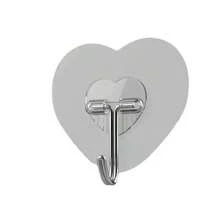 50pcs Strong Adhesive Clear Wall Hooks - Casual Style, Easy To Install, No Drilling Required, Plastic Heart Shaped Utility Hooks For Kitchen And Bathroom, Wall Mounted Storage Organizer Bathroom Organizer Bathroom Decor Fall Decor Back To School