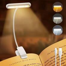 PINK 10 LED Book Light, 3 Eye-Protecting Lightng Colours Reading Light, Adjustable Brightness, USB Rechargeable 12H Battery Life, Flexible Clip On Book Light For Reading, Painting,Travel, Kids Gift