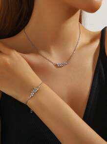 2 Stücke geometrisches Kreis-Glieder-Zirkonia Armband und Halskette Set, elegantes Schmuckgeschenkset mit Box, Brautgeschenk, Liebesgeschenk, Muttertagsgeschenk, Weihnachtsgeschenkbox, Geburtstagsgeschenk