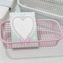 4 件奶油色铁丝收纳篮，多件装，多色组合收纳，多功能桌面办公和学生用品收纳盒，笔筒