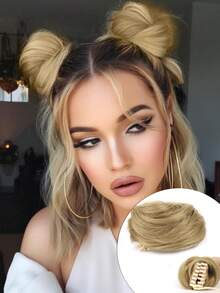 1 Pc Women's Hair Buns Synthetic Straight Curly Mini Chignon Claw Clip Chignon Hair Messy Buns Updo Claw Clip In Hairpiece For Women - Multicolor - View 18