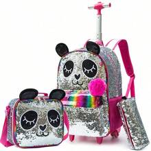 Set de 3 piezas Carrito de cuentas, Mochila con carrito multifuncional, de moda y conveniente, con ruedas, adecuado para niñas. - Tirador con cuentas para mujer - Ver 10