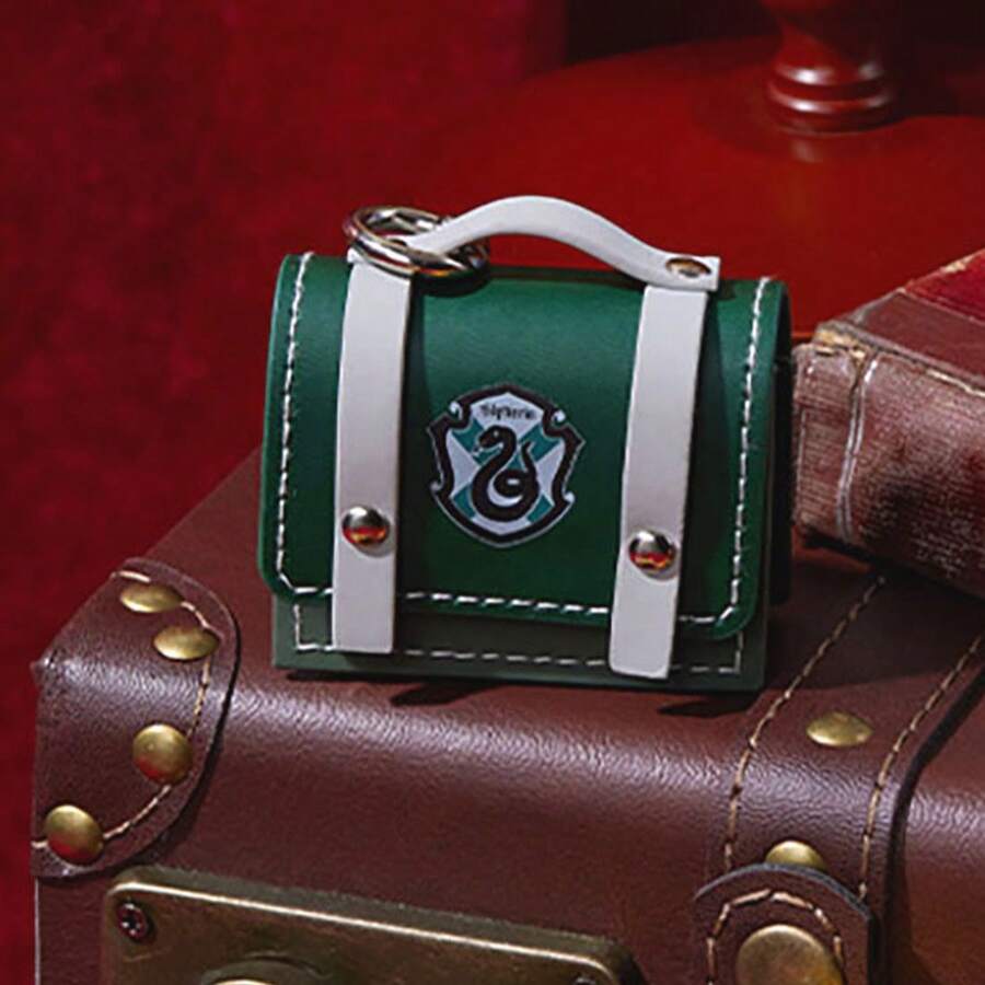 Miniso Harry Potter Series Preppy Leather Headphone Bag Slytherin Pro Anime Girly Heart Cute Backpack Earphone Case Portable Headphone Protection Bag - -green - View 1