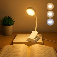 2 Packs Portable LED Clip On Book Light, 1 Pack 3 Color Temperatures & 360° Goose Neck, Eye-Caring Reading Lamp AAA Battery Operated Mini Desk Light For Crafts Working, Mini LED Table Lamp, Easy To Use Interior Decorative Night Light Without Battery, Suitable For Bed Travel Bible Study