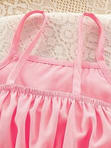 年轻女孩优雅花卉刺绣上衣和星星网裙两件套，时尚可爱迷人 - 粉色 - 查看 5