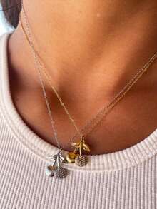Beach Turtle Dolphin Necklace, Summer Style Lychee Necklace, Ocean Style Plated With For Color Preservation - Gold - View 6