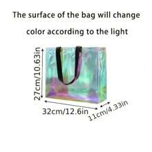1PC/2PCS Holographic Tote Bags – Vibrant Transparent Beach & Travel Handbags | Plastic Design | Ideal For Swimming, Sports & Daily Use | Beach Accessories, Beach Essentials, Pool Float