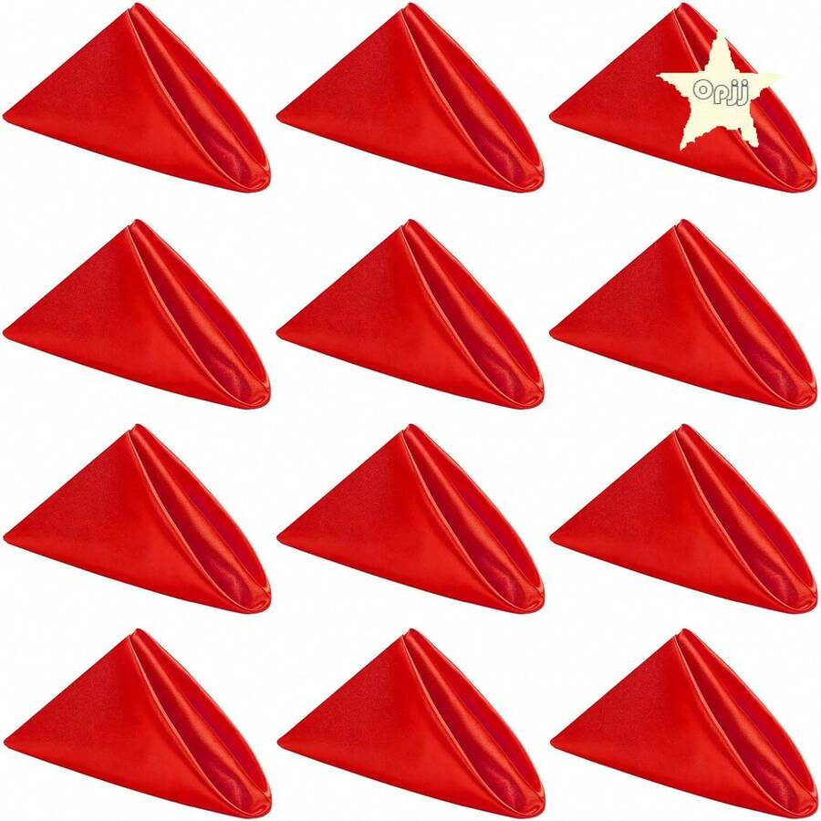 12pcs/Set Red Satin Dinner Napkins,18"X18", Soft & Silky Cloth Napkins Decor, Suitable For Christmas, Holidays, Weddings, Parties, Thanksgiving