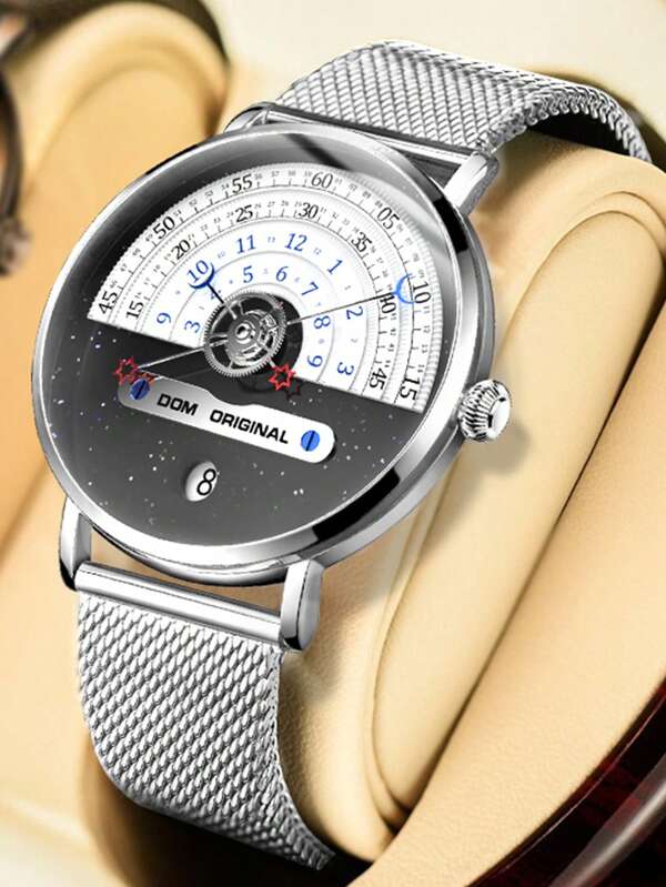 DOM 1pc Fashion Sports Style Men's Watch, Quartz Round Dial, Suitable For Daily Wear, Christmas And Birthday Gift For Friends Or Father